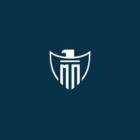 MN initial monogram logo for shield with eagle image vector design