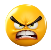 yellow emoticon 3d icon. angry facial expression. png