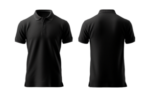 llanura negro polo camisa Bosquejo diseño. frente y posterior vista. aislado en transparente antecedentes. generativo ai png