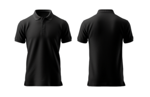 duidelijk zwart polo overhemd mockup ontwerp. voorkant en achterzijde visie. geïsoleerd Aan transparant achtergrond. generatief ai png