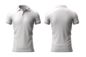 plain white polo shirt mockup design. front and rear view. isolated on transparent background. png