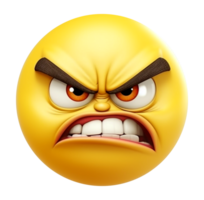 yellow emoticon 3d icon. angry facial expression. png