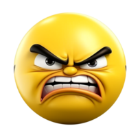Gelb Emoticon 3d Symbol. wütend Gesichts- Ausdruck. generativ ai png