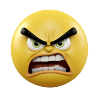 yellow emoticon 3d icon. angry facial expression. png