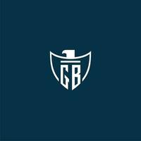 GB initial monogram logo for shield with eagle image vector design