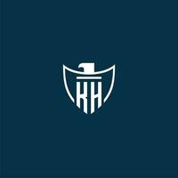 KH initial monogram logo for shield with eagle image vector design