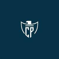 CP initial monogram logo for shield with eagle image vector design