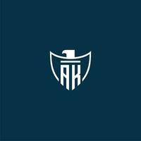 AK initial monogram logo for shield with eagle image vector design
