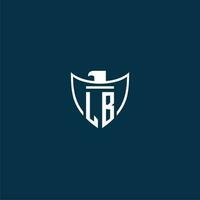 LB initial monogram logo for shield with eagle image vector design