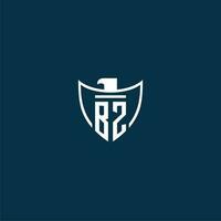 BZ initial monogram logo for shield with eagle image vector design