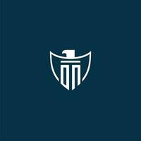 ON initial monogram logo for shield with eagle image vector design