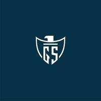 GS initial monogram logo for shield with eagle image vector design