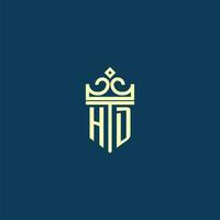 HD initial monogram shield logo design for crown vector image
