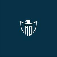 MO initial monogram logo for shield with eagle image vector design