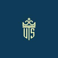 US initial monogram shield logo design for crown vector image