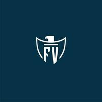 fv inicial monograma logo para proteger con águila imagen vector diseño