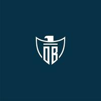 OB initial monogram logo for shield with eagle image vector design