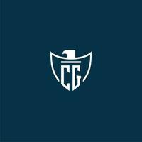 CG initial monogram logo for shield with eagle image vector design