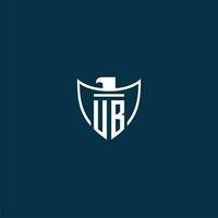 UB initial monogram logo for shield with eagle image vector design