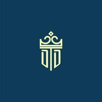 DD initial monogram shield logo design for crown vector image