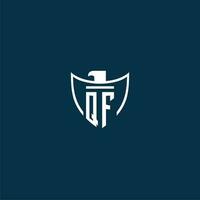 QF initial monogram logo for shield with eagle image vector design