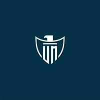 UM initial monogram logo for shield with eagle image vector design