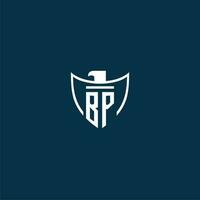 BP initial monogram logo for shield with eagle image vector design