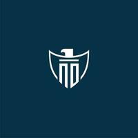 NO initial monogram logo for shield with eagle image vector design