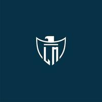 LM initial monogram logo for shield with eagle image vector design