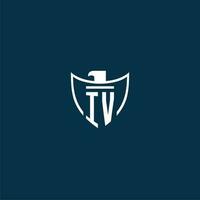 IV initial monogram logo for shield with eagle image vector design