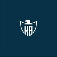 KB initial monogram logo for shield with eagle image vector design