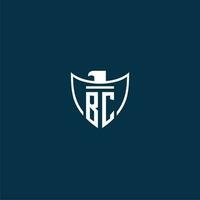 BC initial monogram logo for shield with eagle image vector design