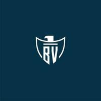 BV initial monogram logo for shield with eagle image vector design