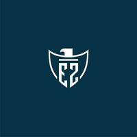 EZ initial monogram logo for shield with eagle image vector design