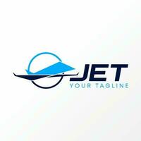 Logo design graphic concept creative abstract premium free vector stock side airplane jet fast flight in circle line. Related to transportation travel