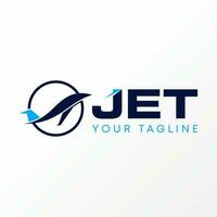 Logo design graphic concept creative abstract premium free vector stock airplane jet fast flight like whale inside circle line. Related to transportation