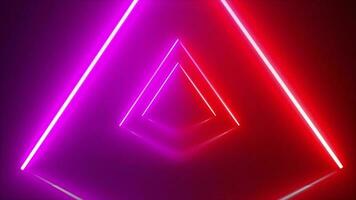 red and pink Triangular shaped neon lines background video