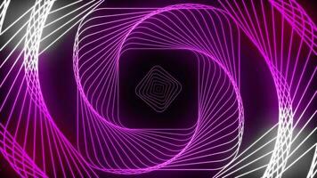 Animated pink and white gradient square structure in spiral rotation video