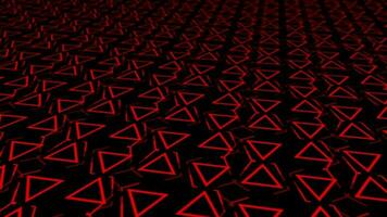 3D blurry rotating and repeating red color triangular shape background video