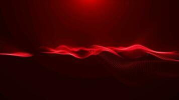 Abstract digital red particle waves and lights, animated technology background video