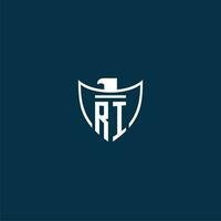 RI initial monogram logo for shield with eagle image vector design
