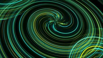 Animated blue and yellow color Rotating digital spiral pattern background video