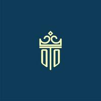 OO initial monogram shield logo design for crown vector image