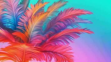 acolchado palma árbol en cielo Fundación acondicionado en entusiasta salpicado arco iris neón pastel colores. vídeo animación video