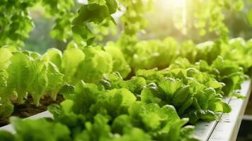 Novo vegetal hidropônico system.organic legumes servindo do misturado verduras em desenvolvimento plantar hidropônico ai gerado video