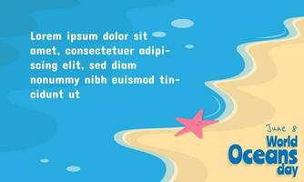 World Oceans Day background with seashore vector