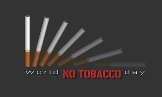 World NoTobacco Day with a row of cigarettes that fell and slowly disappeared vector