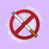 World No Tobacco Day with stop smoking sign vector
