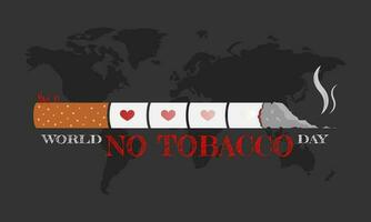 World No Tobacco Day with battery shaped cigarette that slowly burns vector