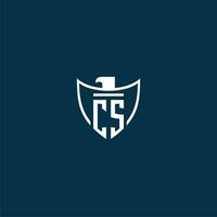 CS initial monogram logo for shield with eagle image vector design